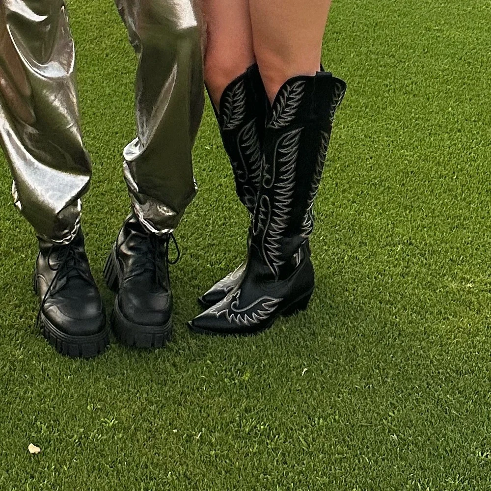 ASOS DESIGN / Chester contrast stitch western knee boot / black - Picture 17 of 17